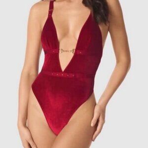 Unlined Bodysuit (red velvet material)